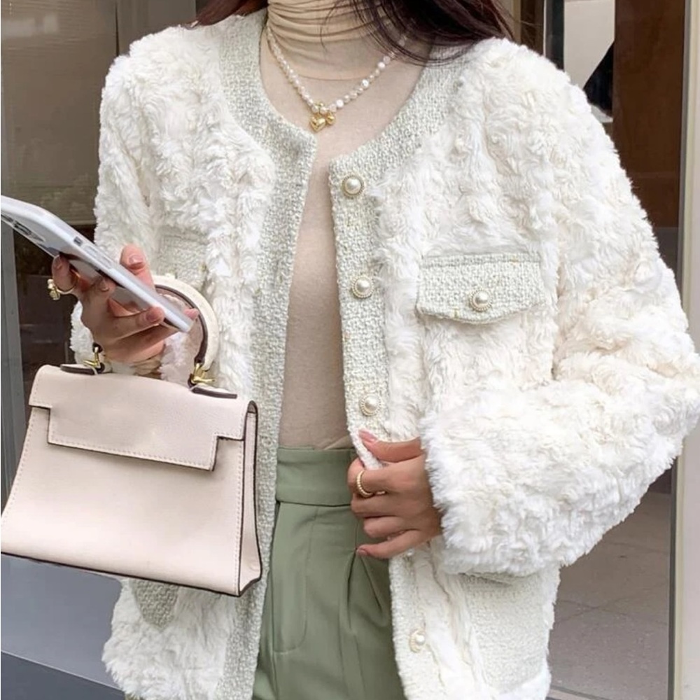 Shein Pearl Teddy Jacket 💓